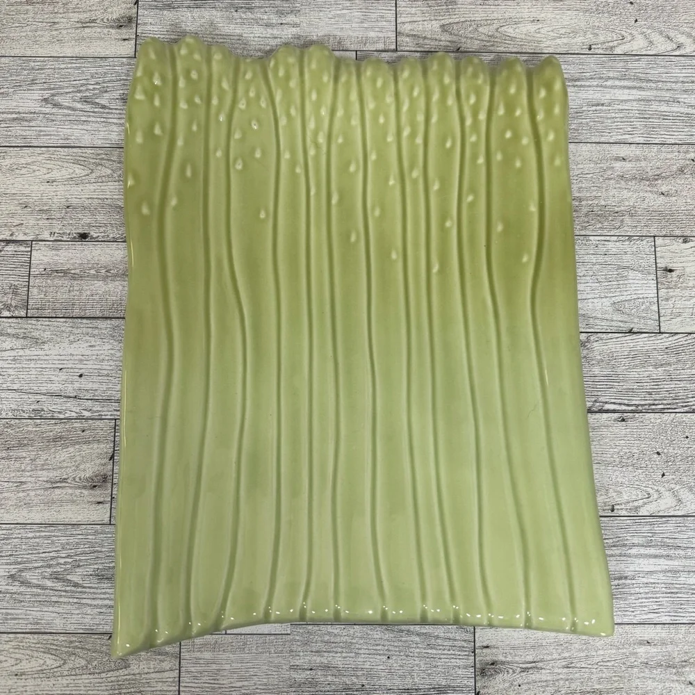 Crate&Barrel Green Asparagus Shaped Rectangular Serving Dish‎